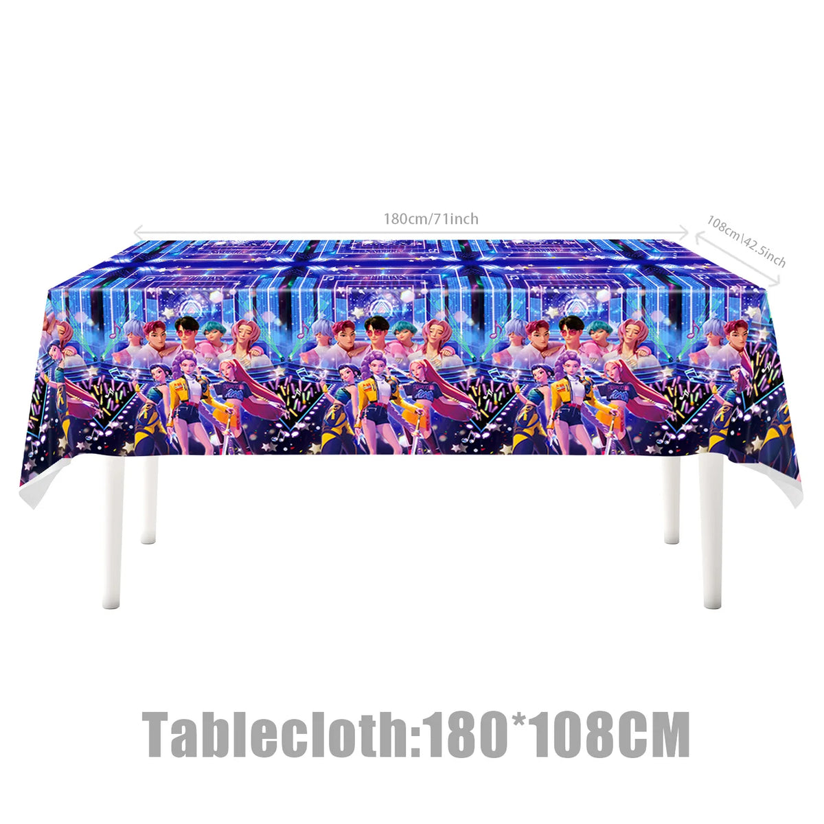 kit décoration anniversaire fille personnages dessin animé assiettes gobelets serviettes nappe guirlande rose violet