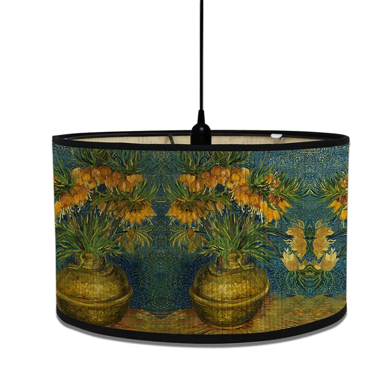 abat jour van gogh peintures nuit étoilée fleurs tournesol bambou art déco