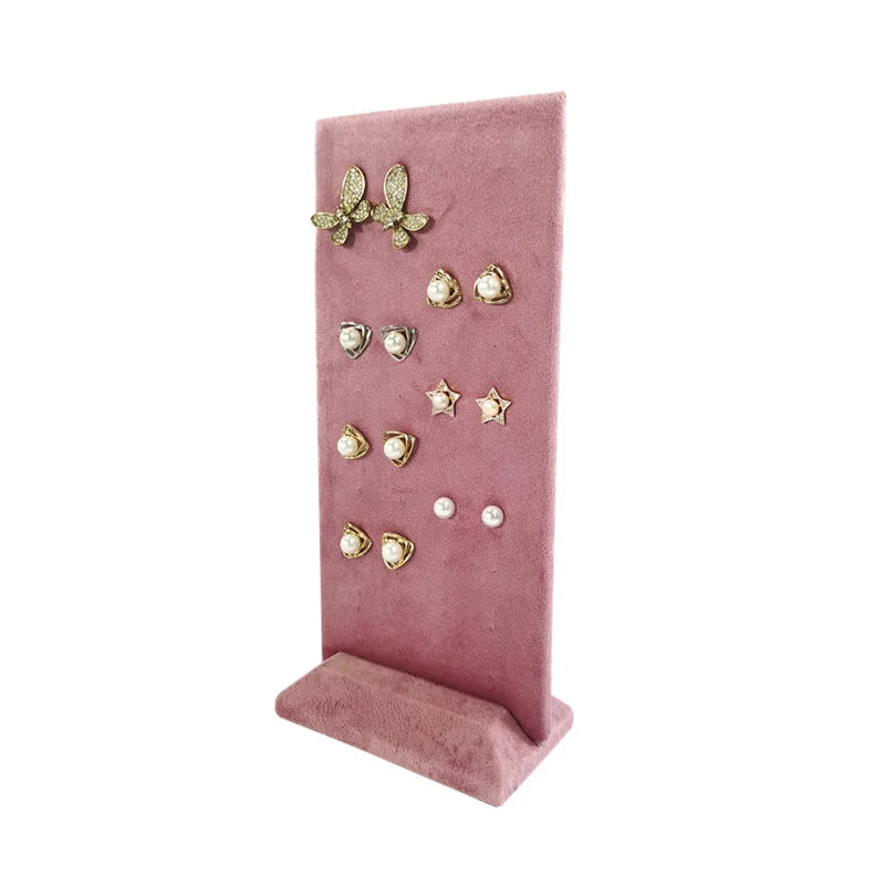 présentoir bijoux velours rose 40 trous bois décoratif rangement boucles oreilles paires papillon étoile
