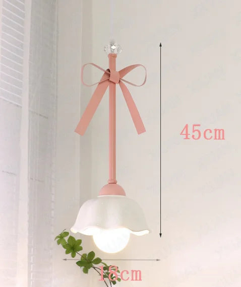 lampe suspendue céramique rose décoration florale lumière led romantique chambre vintage