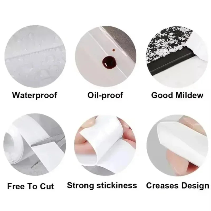 ruban adhésif joint étanche imperméable anti moisissure salle bain cuisine évier bordure silicone