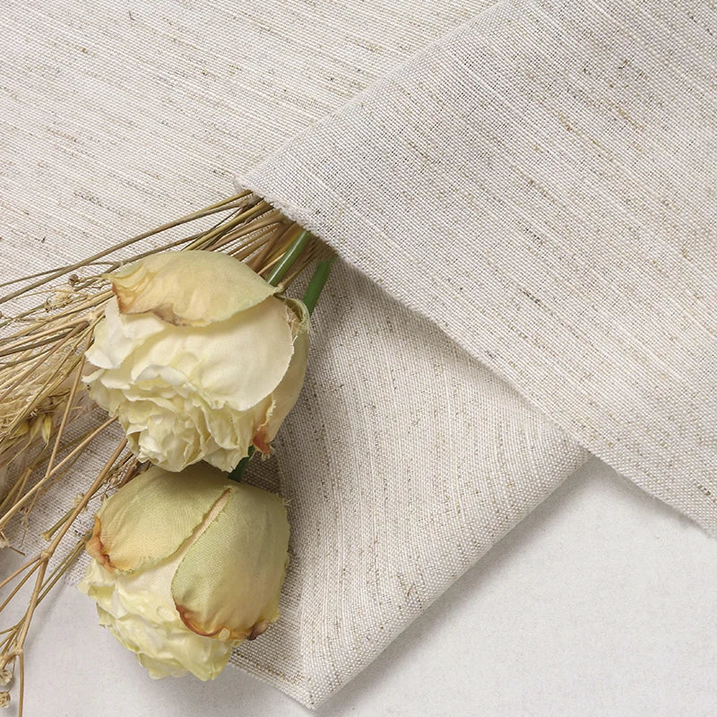 tissu coton lin beige texture naturelle rustique 150x50cm 150x100cm 150x200cmOpaque non visible