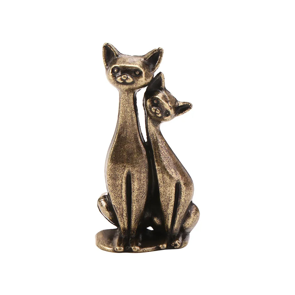statuettes chats art deco résine bronze finement détaillées vintage mignonnes couple individuelles