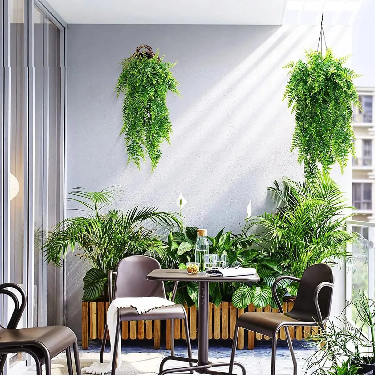 plantes artificielles feuilles vertes vigne moderne décoration murale extérieur accrochées 85cm