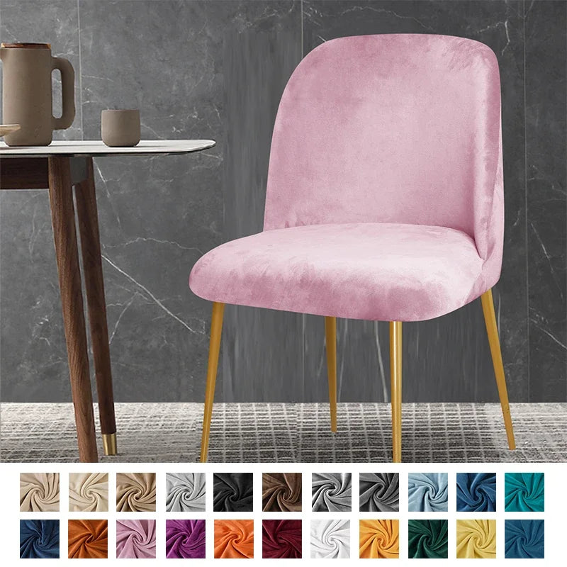 chaise moderne velours beige rose anti saleté extensible mariage salle manger