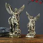 statue saint michaël protection maison résine bronze doré religieux classique decoration autel gift chrétien