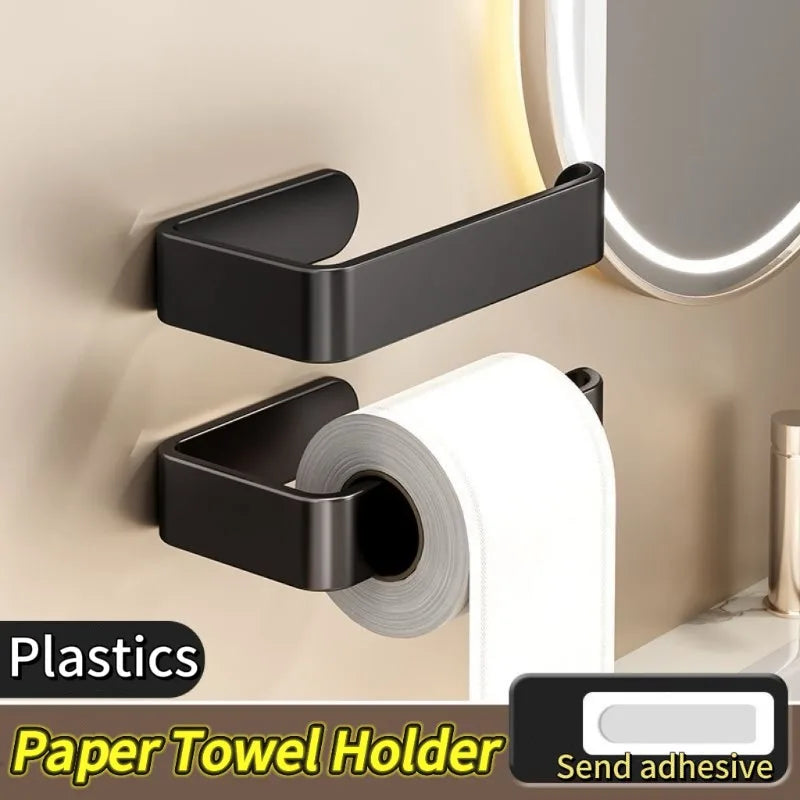porte serviettes adhésif papier toilette moderne salle bain noir mat sans perçage économique utilitaire