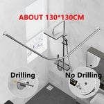 tringle rideau douche acier inoxydable forme moderne murale fixations visibles argentées