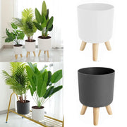 Pot de fleur sur pied en bois et plastique PE - Jardinière moderne pour salon et bureau