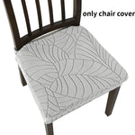 housse chaise gris clair feuilles stylisées élastique moderne protection siège polyester