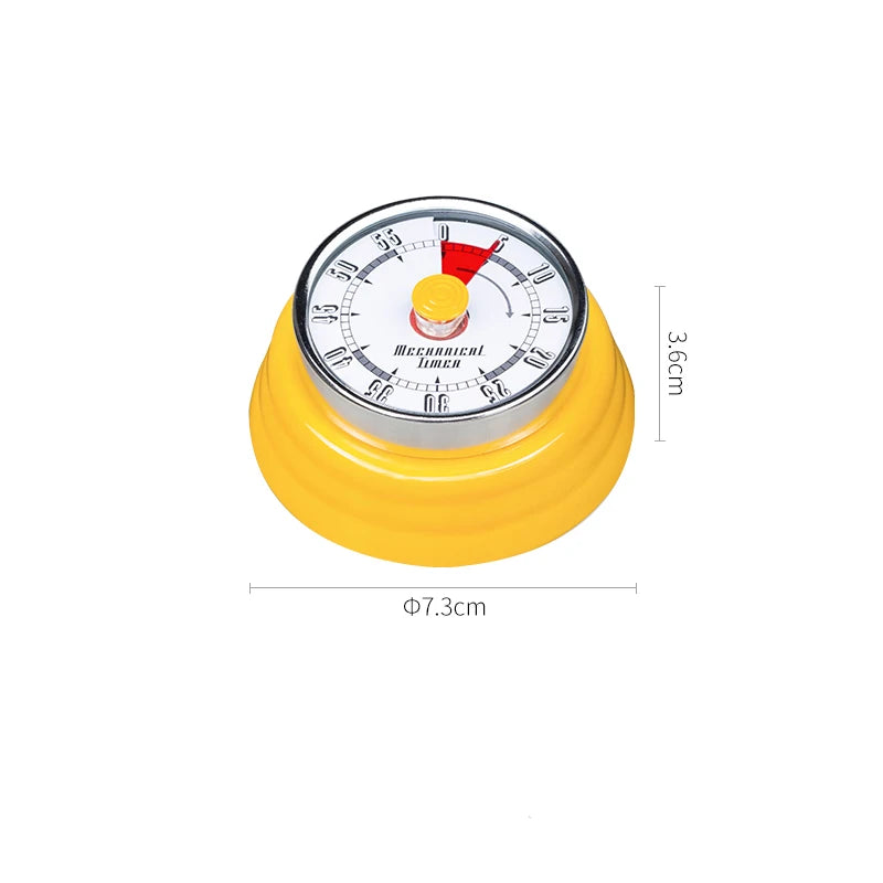 compteur temps mécanique retro couleur rouge vert jaune beige aimant horloge cuisine minuteuse analogique