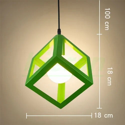 lampe suspendue moderne structure géométrique carrée verte bleue blanche jaune rouge