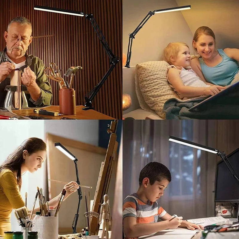 lampe moderne led réglable blanc noir clip table oscillante métal plastique fonctionnelle