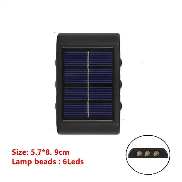 applique murale solaire moderne led noir cellules solaires bleues éclairage extérieur imperméable up down