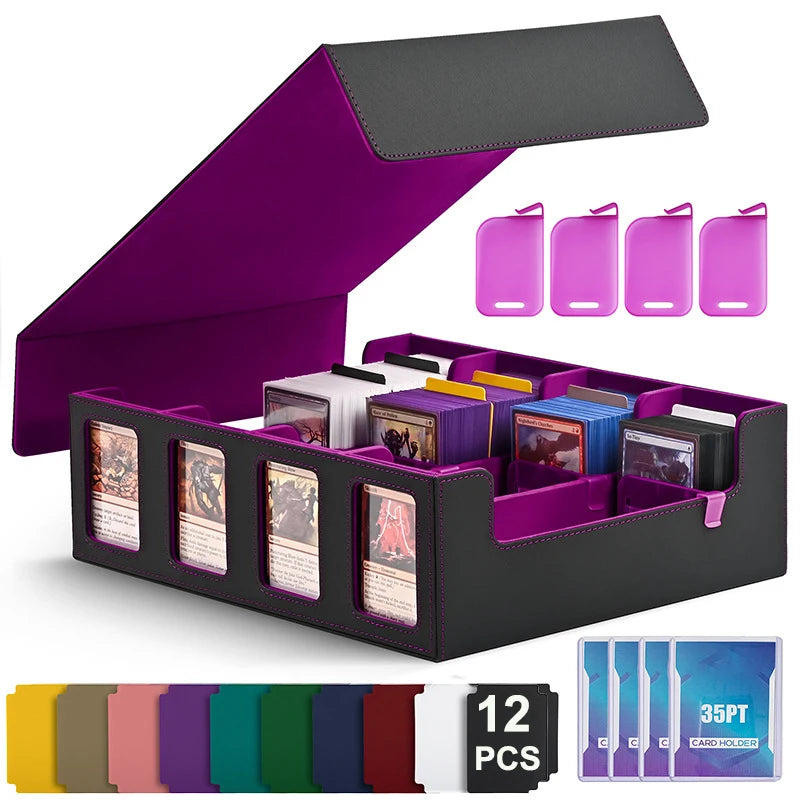 boîte rangement cartes collection 3000 capacités aimants 12 pochettes noir rouge moderne