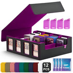boîte rangement cartes collection 3000 capacités aimants 12 pochettes noir rouge moderne