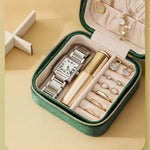 boîte bijoux velours fermeture éclair ranger colliers bagues boucles d'oreilles