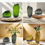 vase moderne vert marron clair texturé contemporain opacité grande petite