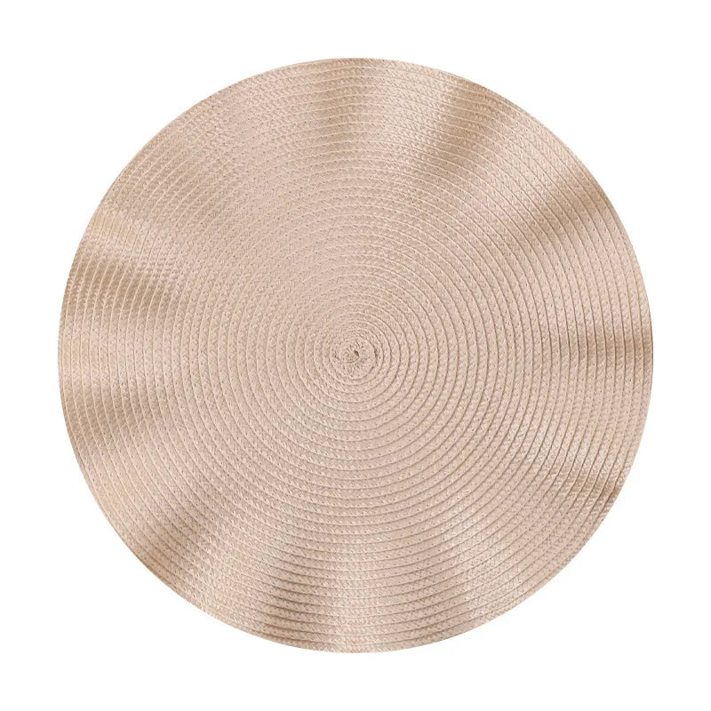 placemats ronds tissu rayures concentriques moderne rose doré rouge gris beige orange festive
