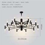 lampe suspendue moderne noir doré tubes transparents structure métallique scandinave led