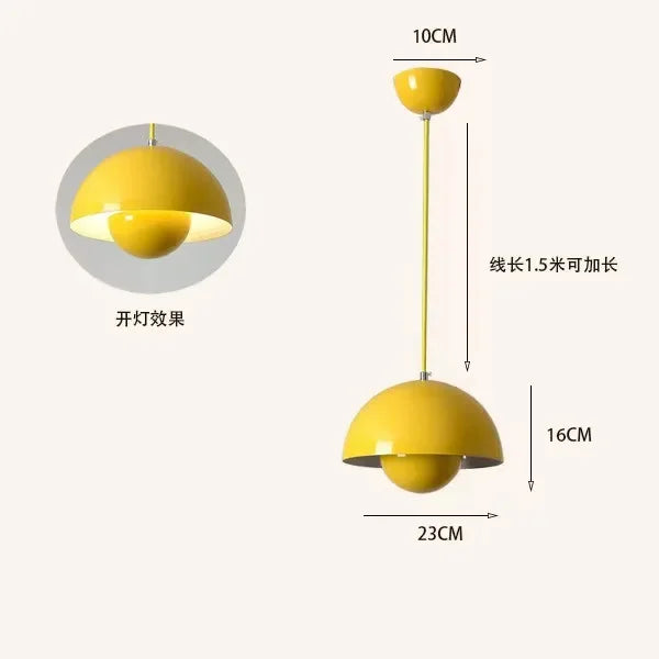 suspension lumineuse moderne sphérique métal jaune rose rouge vert beige doré