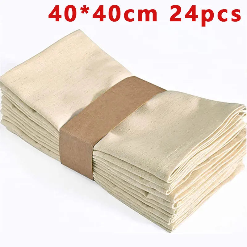 serviettes polyester 40x40cm 45x45cm pack 12 24 texture lin classique anneaux métalliques