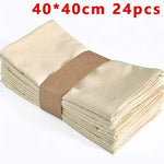 serviettes polyester 40x40cm 45x45cm pack 12 24 texture lin classique anneaux métalliques