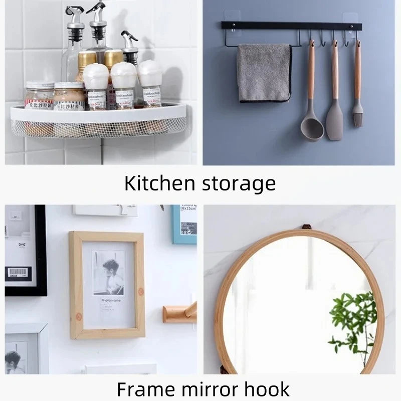 crochets adhésifs transparents puissants cadre photo étagère angle barre porte ustensiles miroir rond bouteille