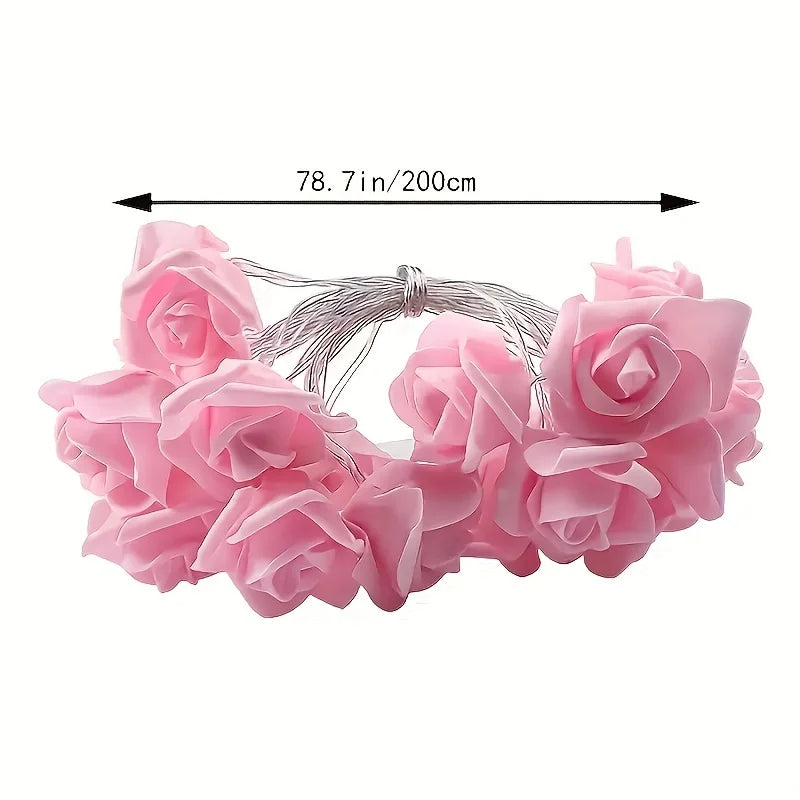 guirlande lumineuse rose fleurs roses artificielles led romantique chambre vacances