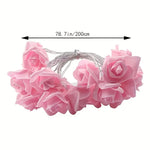 guirlande lumineuse rose fleurs roses artificielles led romantique chambre vacances