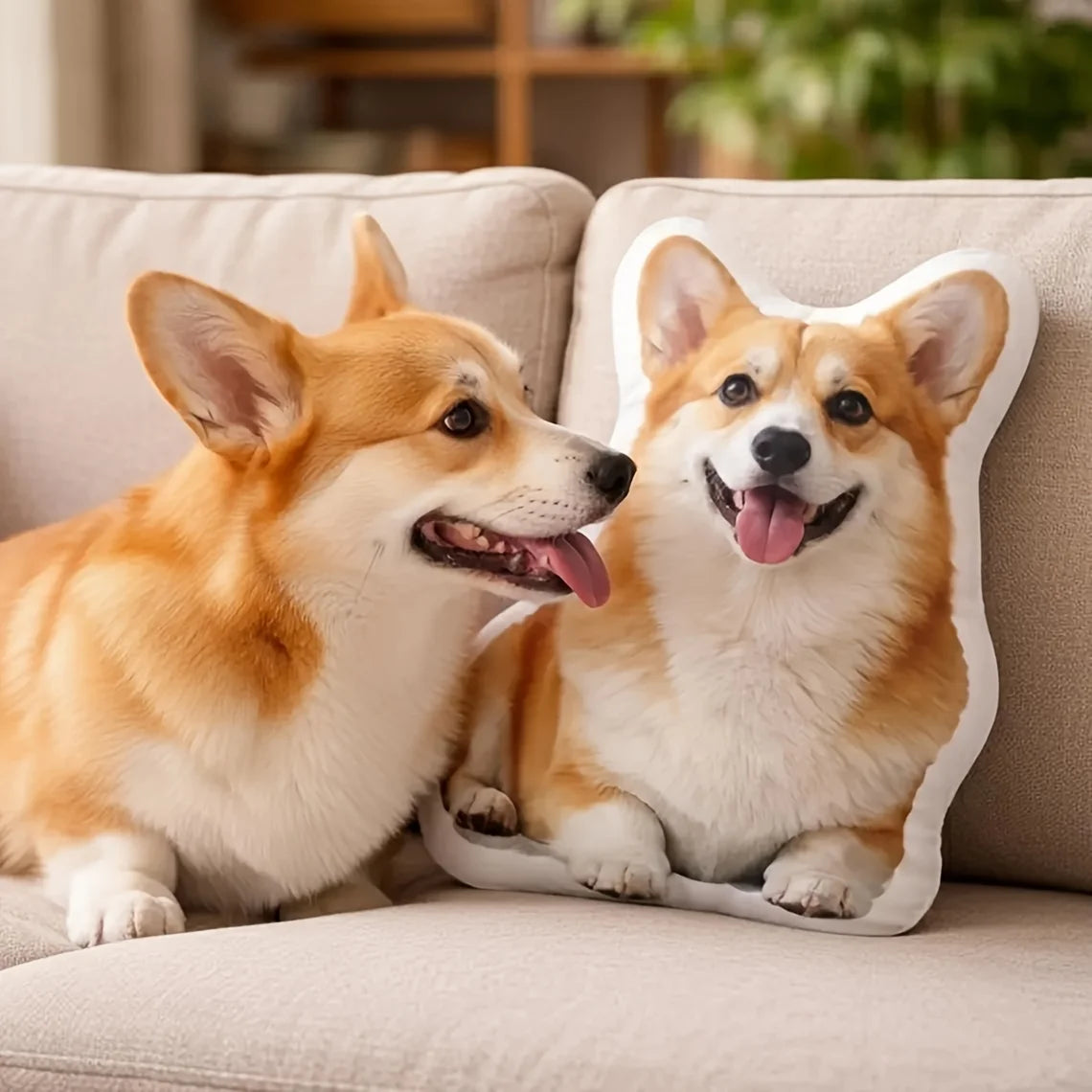 coussin personnalisé chien chat orange blanc marron imprimé lavable moderne oblong adultes