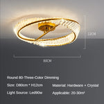 plafonnier moderne élégant doré transparent cristaux led 50cm 60cm 80cm dimmable