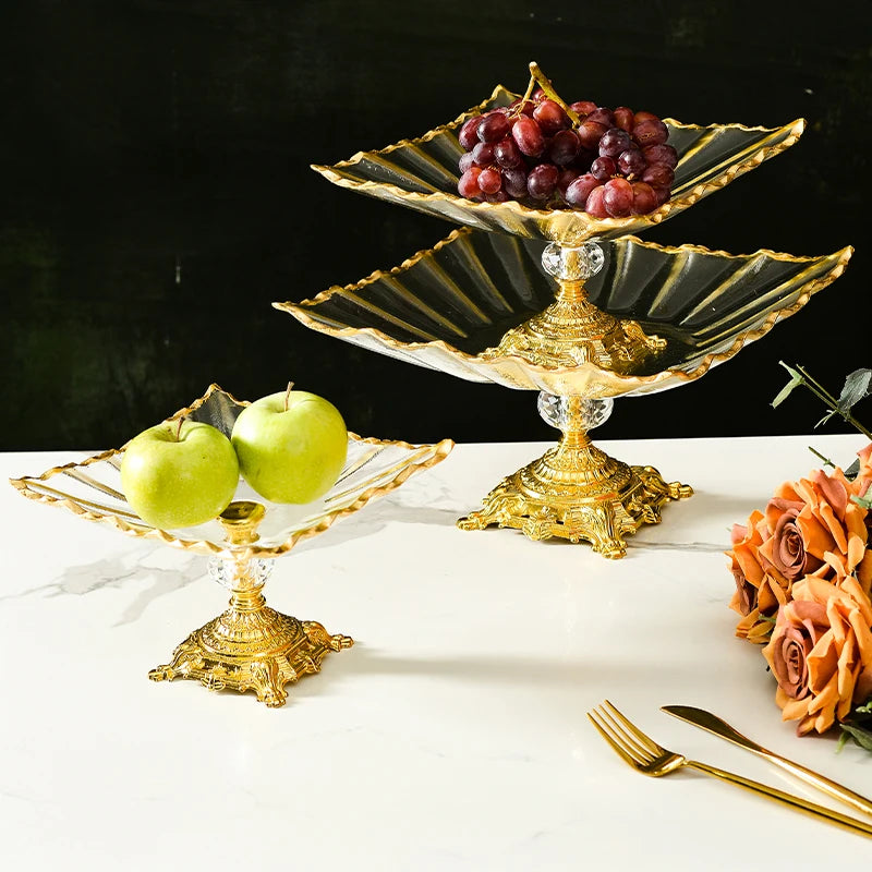 support fruits or noir rayures dorées classique baroque fourchette couteau hauteur 13cm