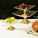 support fruits or noir rayures dorées classique baroque fourchette couteau hauteur 13cm