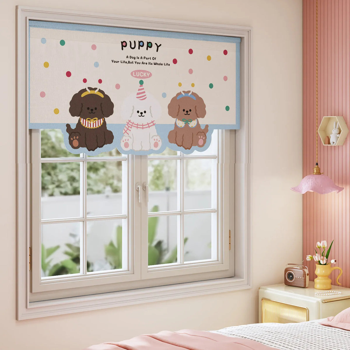 rideau auto adhésif dessin animé carreaux chats animaux moderne enfant rose clair bleu clair