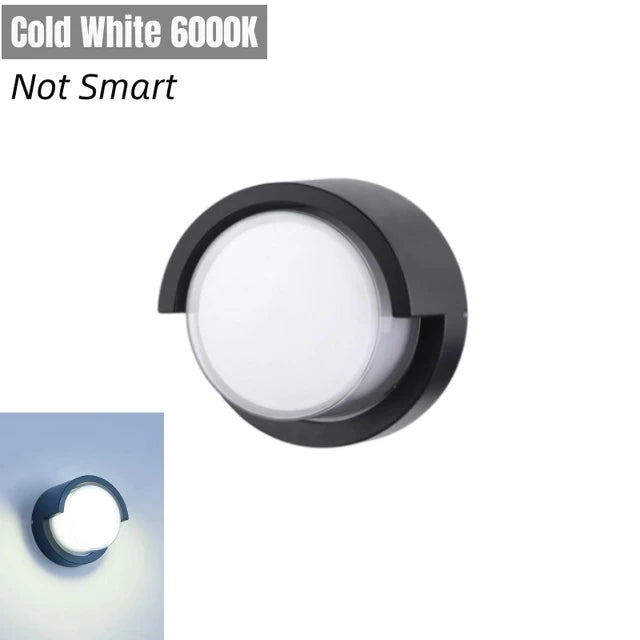lampe murale led ip65 étanche controle vocal google alexa contemporaine noire 16cm