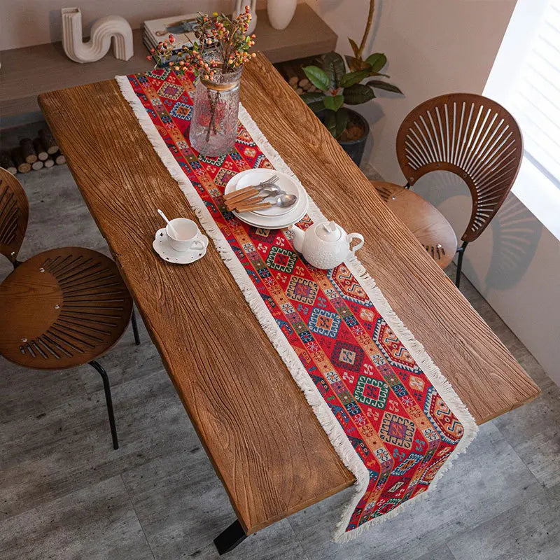 champagne rouge chemin table géométrique floral ethnique noël halloween Thanksgivingpaque
