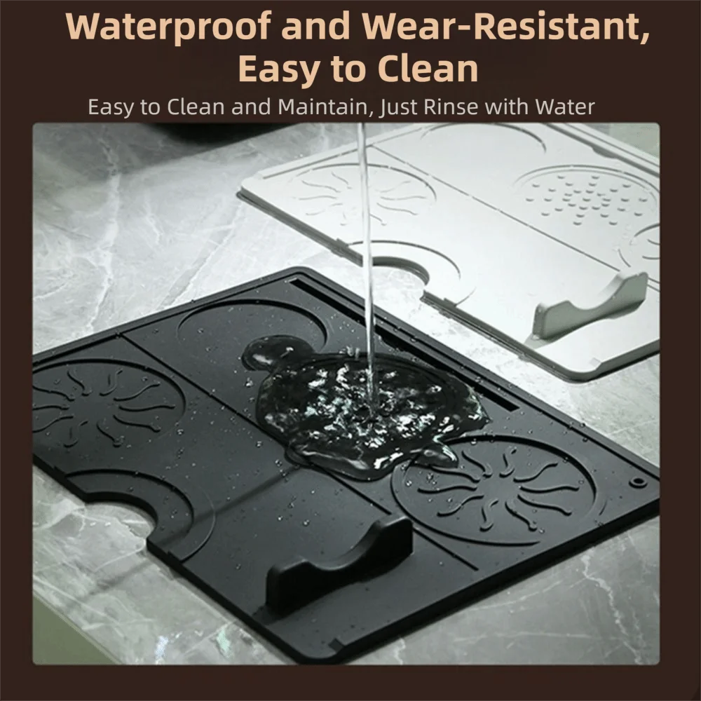 tapis protection moderne noir blanc motifs floraux poignées surface lisse qualité alimentaire durable
