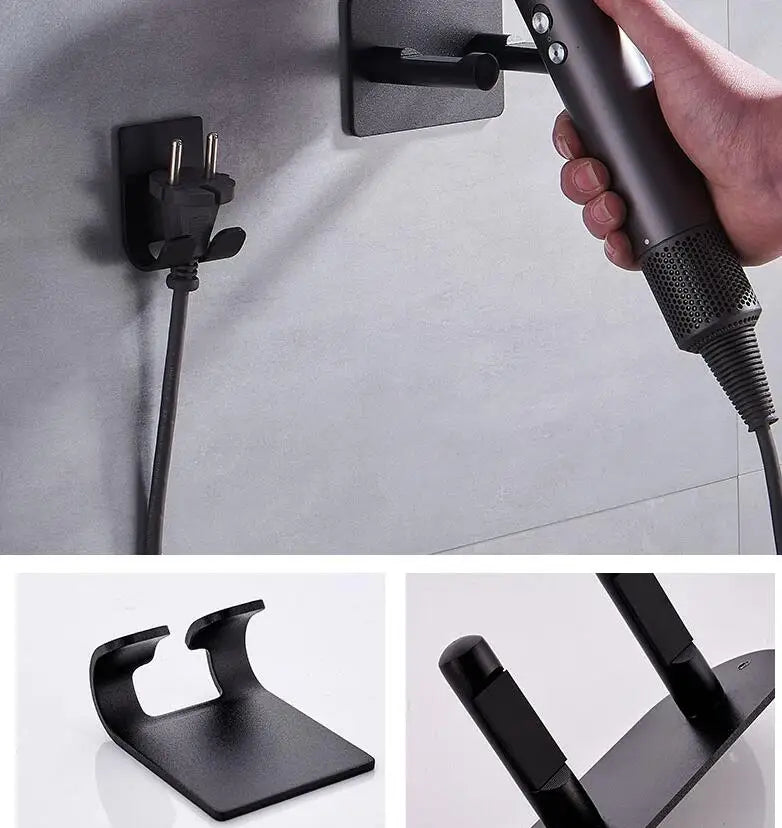 Organisateur mural durable en couleur noir pour salle de bain sans désordre