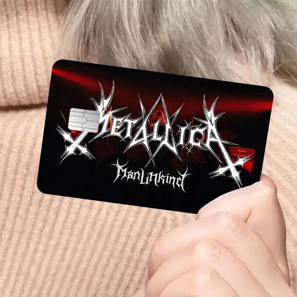 autocollants graphiques metallica cartes bancaires réutilisables waterproof noir rouge bleu
