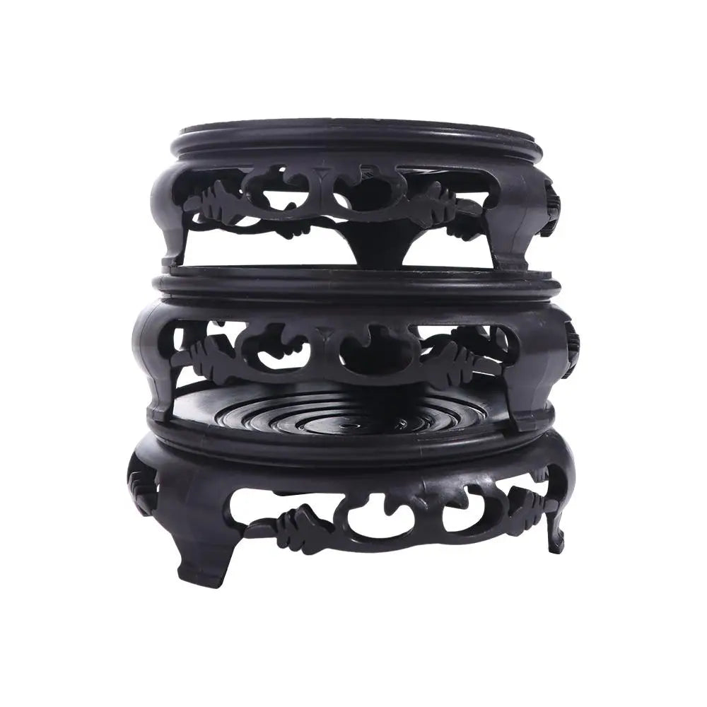 support vases texture bois sculpté motifs floraux noir classique orné grille dimensions multifonctionnel
