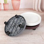 plateau plantes fleurs mobile rotatif roulettes base support eau gris blanc moderne 19cm 26cm