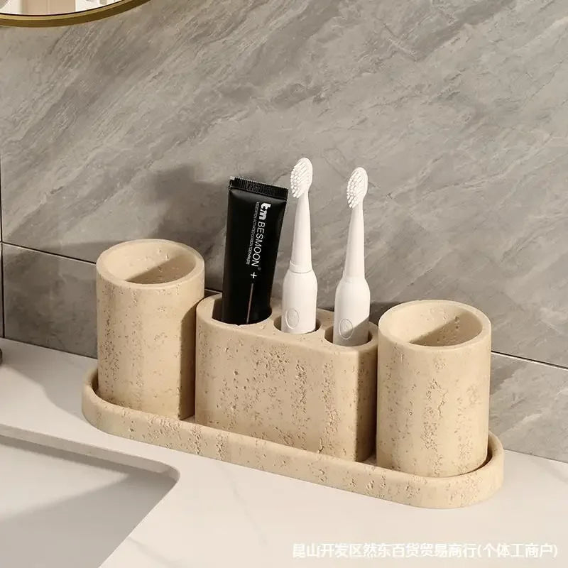 porte savon moderne porte brosse dents pierre naturelle ensemble salle bain porte gobelet minimaliste