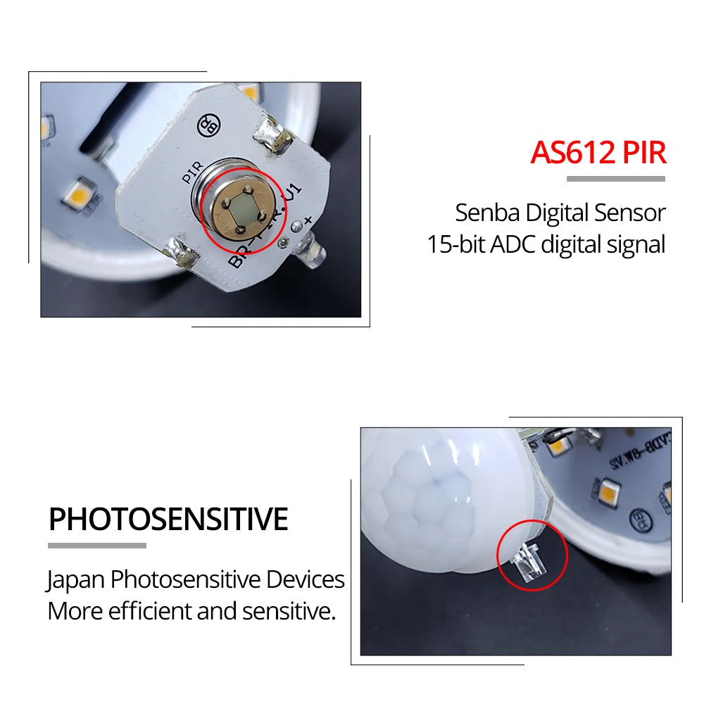ampoule led blanc froide e27 b22 détecteur mouvement sensoriel moderne 12w 15w 18w 20w