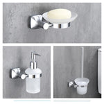 ensemble accessoires salle bain chrome porte serviette savon dentifrice gobelet mural métal
