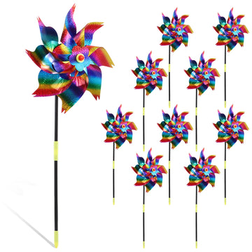 soufflet oiseaux girouette argent arc ciel extérieur décoration jardin ludique fixe pales holographiques 10