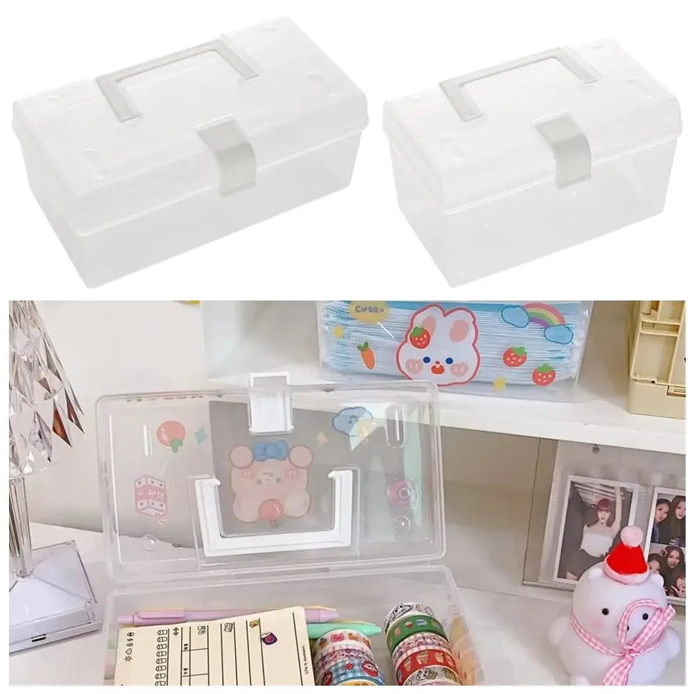 boîte rangement transparente moderne imprimée illustrations mignonnes poignée détachable réutilisable bijoux papier autocollant ruban