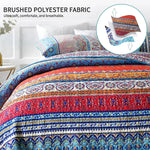 couvre lit boho chic motifs ethniques 100% coton bleu rouge orange beige blancversible