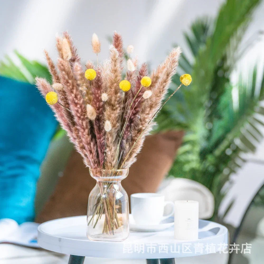bouquet fleurs séchées naturelles pampa roseau épis blé herbe décoration maison bohème blanc beige