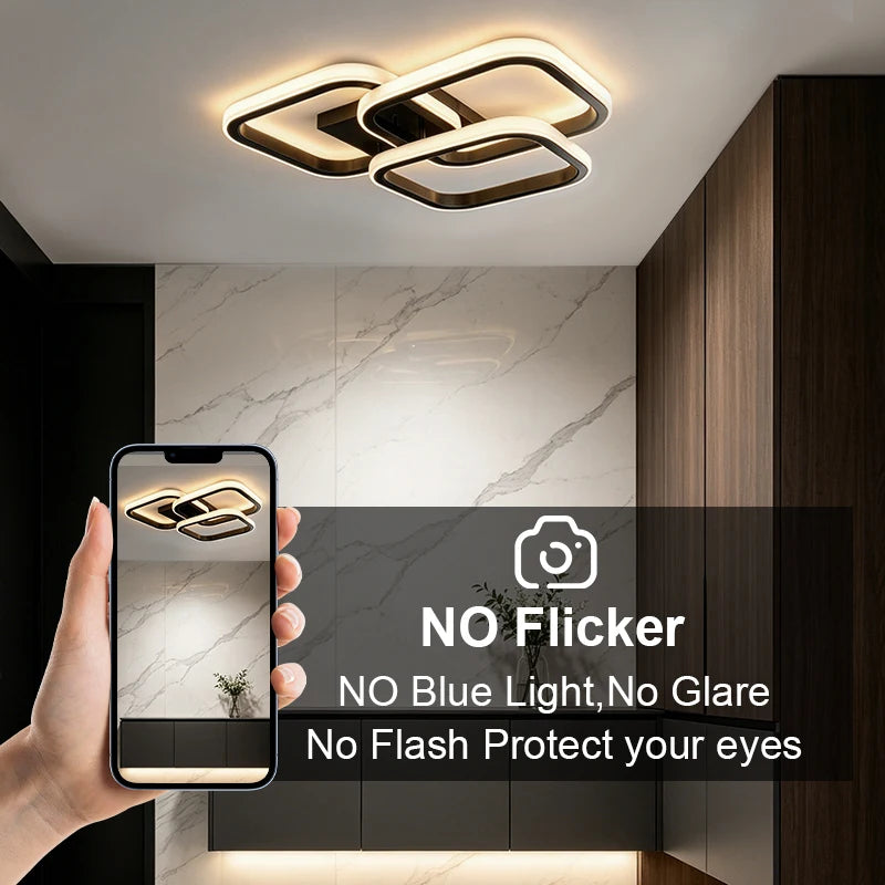 lampe led moderne noire blanc géométrique carré opaque minimaliste montée surface chambre salon